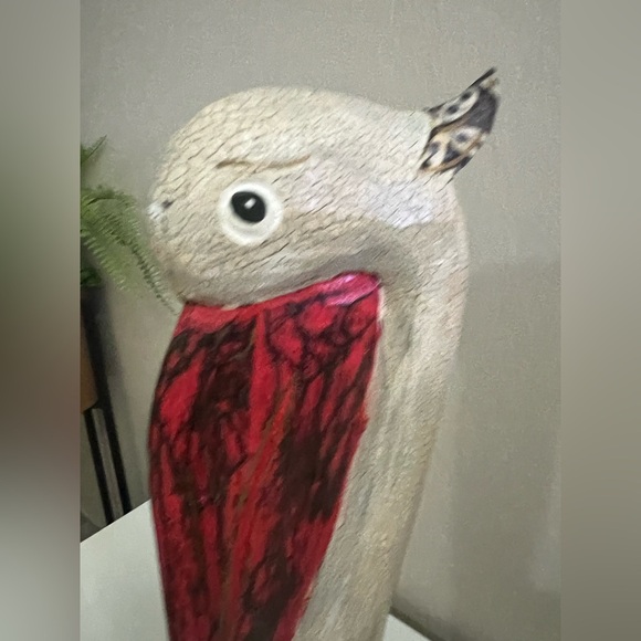 Handcrafted Pelican Figurines - Red and Cream wood material. - Picture 11 of 11